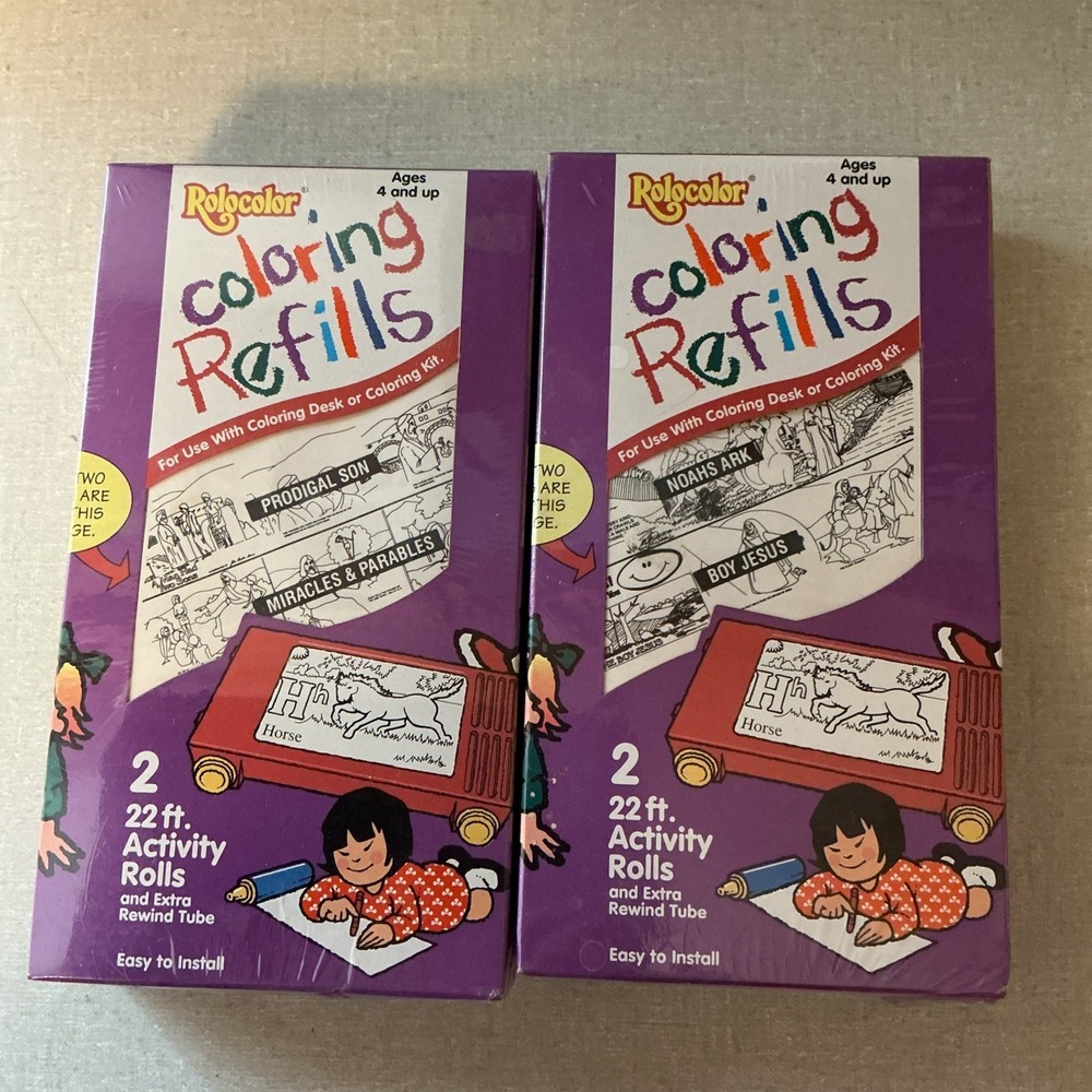 Pair Rolocolor Coloring Refills - 22Ft Activity Rolls and Extra Rewind Tube